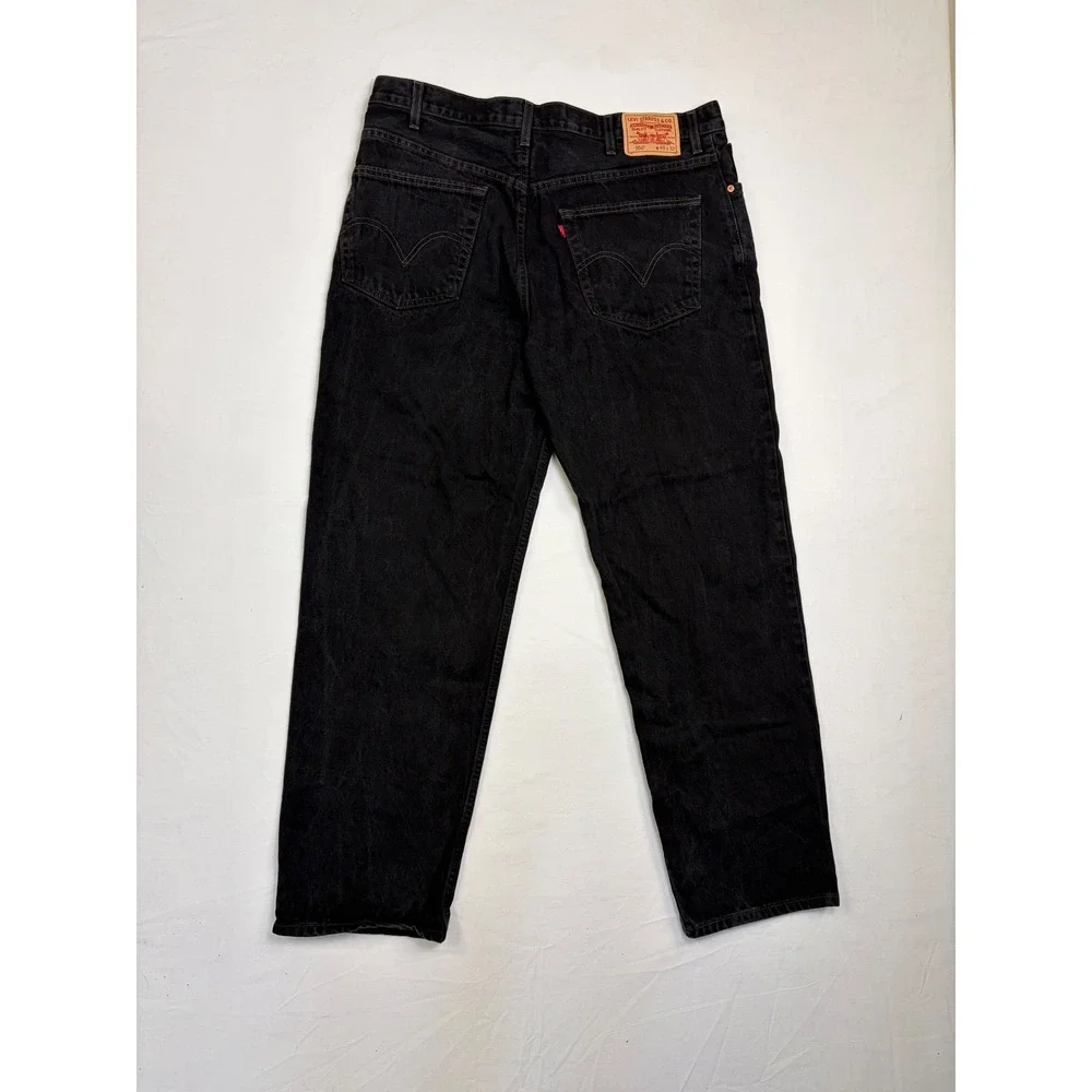 Y2K Levis‎ 550 Relaxed Fit Black Jeans Mens 40x32 Made in USA Distressed Denim